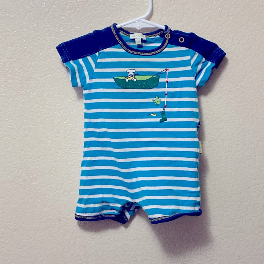 Baby Le Top Blue Striped Fishing One Piece